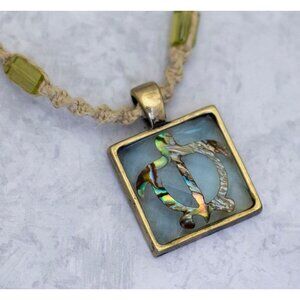 22 inch, Vintage Geometric Square Beads Turtle Pendant Necklace | CC1
